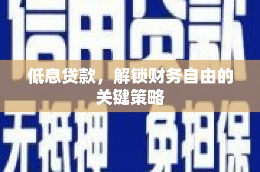 厦门低息贷款，解锁财务自由的关键策略