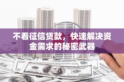 厦门不看征信贷款，快速解决资金需求的秘密武器