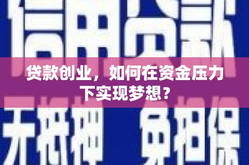 厦门贷款创业，如何在资金压力下实现梦想？