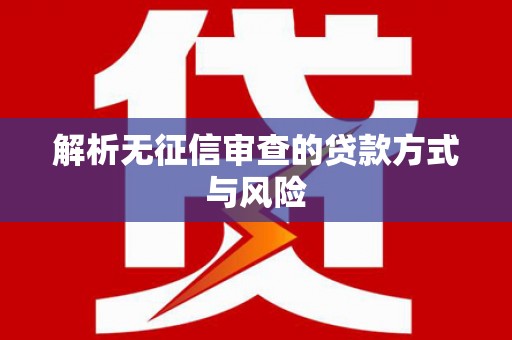 厦门解析无征信审查的贷款方式与风险